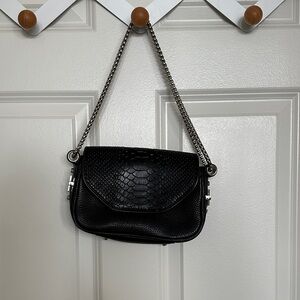 Dylan Kain The Wax Silver Chain Black Leather Shoulder Bag
